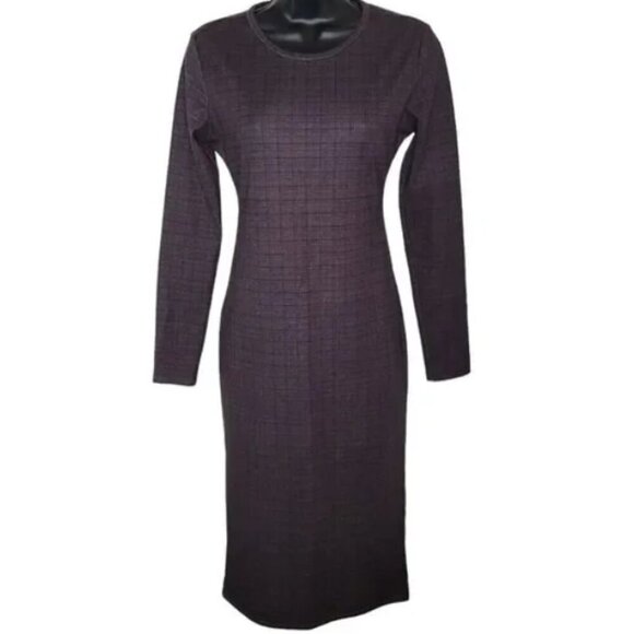 Zara Long Sleeve Midi Bodycon Dress - Gray Plaid - WB Collection - Picture 1 of 8